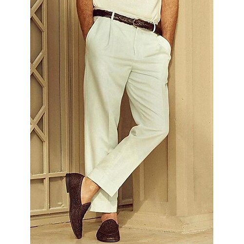 

Homme pantalon de costume Pantalon Pantalon de costume Poche Plein Confort Respirable Extérieur du quotidien Sortie Mode Décontractées Noir Blanche