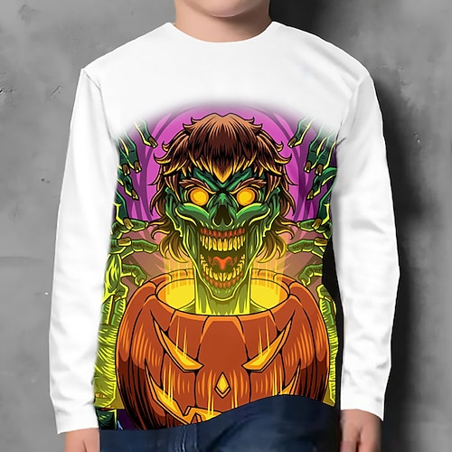 

Chico Camiseta Manga Larga Graphic Cráneos Letra Impresión 3D Deportes Moda Ropa de calle Poliéster Exterior Casual Diario Niños Cuello redondo 3-12 años Gráfico impreso en 3D Ajuste regular Camisa