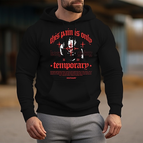 

Hombre Sudadera Con Capucha Negro Con Capucha Letra Estampados Estampado Diario Deportes Ropa de calle Design Básico Primavera Otoño Ropa Sudaderas con capucha Sudaderas