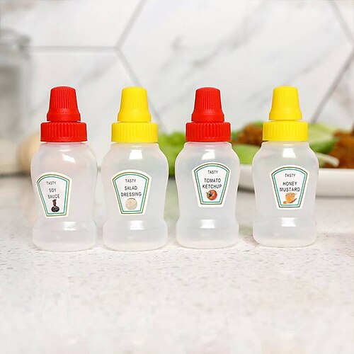 4Pcs Mini Bento Sauce Box Tomato Sauce Honey Salad Sauce Container