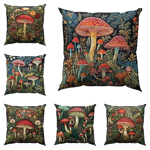 

Double Side Pillow Cover 1PC Fantasy Mushroom Soft Decorative Square Cushion Case Pillowcase for Bedroom Livingroom Sofa Couch Chair