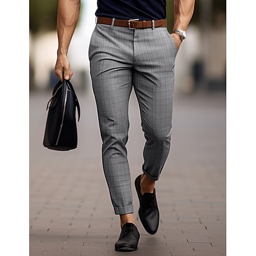 

Herren Hose Hosen Chinesisch Chino Sommerhosen Freizeithose Vordertasche Gitter / Plaid Komfort Atmungsaktiv Geschäft Casual Täglich Modisch Basic Braun Khaki