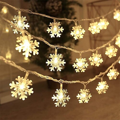 

Light Up Your Holiday Decorations with 1pc LED Christmas Snowflake String Lights!