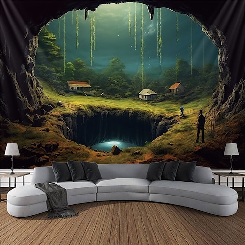 

Fantástica caverna cárstica pendurada tapeçaria arte de parede grande tapeçaria mural decoração fotografia pano de fundo cobertor cortina casa quarto sala de estar decoração