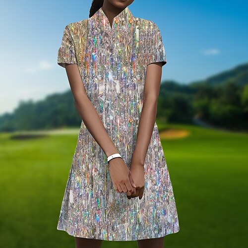 

Femme Robe de tennis robe de golf Respirable Séchage rapide Evacuation de l'humidité Manche Courte Robes Vêtements de golf Standard Zippé Imprimé Eté Tennis Le golf Pickleball