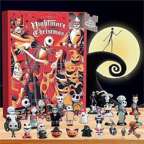 

Christmas Doll Advent Calendar 2023 Contains 24 Gifts, Xmas Horror Figures Countdown Calendar with Surprise Toys, The Nightmare Before Christmas Collectible Figures Gifts for Kids