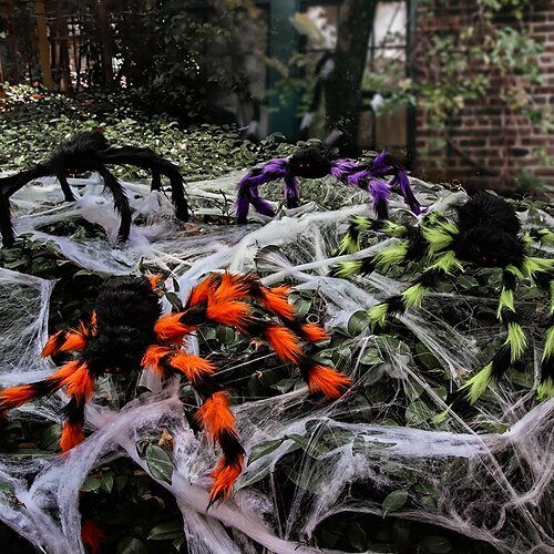 

aranha gigante de halloween teia de aranha enorme adereços de decoração de halloween assombrado interior ao ar livre assustador pelúcia grande araneid truque de pegadinha suprimentos