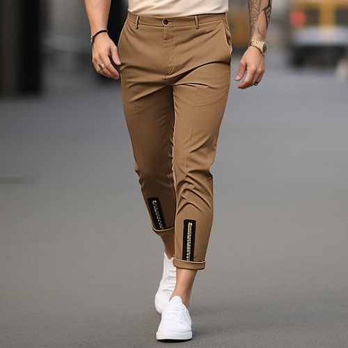 

Hombre Pantalones Chinos Pantalones casuales Cremallera Bolsillo delantero Plano Comodidad Negocio Diario Festivos Mezcla de Algodón Moda Moderno Negro Blanco