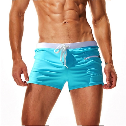 Costume Da Bagno Uomo Ougelebo, Asciugatura Rapida In Nylon, Con Fodera In Rete, Tasche, Vita Elastica, Nero