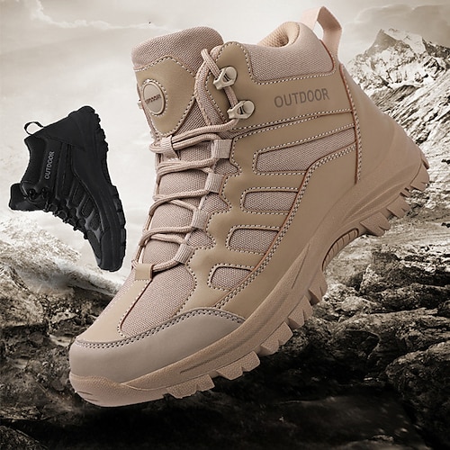 

Hombre Botas Zapatos casuales de hombre Mirada deportiva Botas de montaña Deportivo Casual Exterior Diario Senderismo PU Transpirable Cómodo Antideslizante Color Camello Negro Otoño Invierno