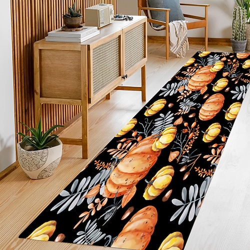 

Tapis de porte d'entrée tapis de cuisine intérieur extérieur Thanksgiving automne ferme bleu citrouille feuille d'érable couverture de porte d'entrée tapis de salle de bain antidérapant tapis de sol