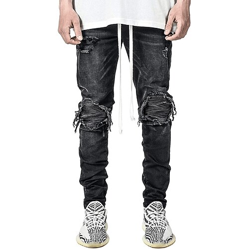

Hombre Vaqueros Pantalones Vaqueros apilados Pantalones de mezclilla Bolsillo Plano Comodidad Transpirable Exterior Diario Noche Moda Casual Negro Gris