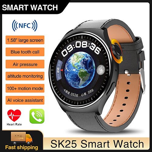 

Relógio inteligente sk25 1,52 polegadas smartwatch fitness relógio de corrida bluetooth pedômetro lembrete de chamada rastreador de sono compatível com android ios mulheres homens chamadas viva-voz