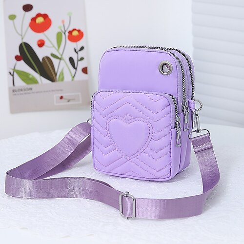 Nylon Cell Phone Crossbody in DARK PURPLE