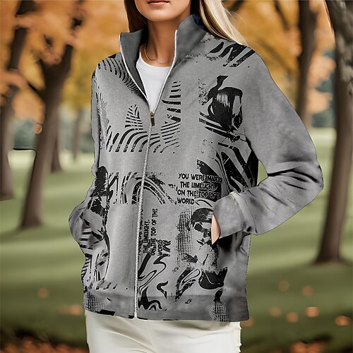 

Damen Golfpullover Golf-Sweatshirt warm Atmungsaktiv Feuchtigkeitsableitung Langarm Golf-Oberbekleidung Shirt Regular Fit Seitentaschen Full Zip Bedruckt Frühling Herbst Tennis Golfspiel Pickleball