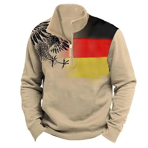 

Herren Zip Up Sweatshirt Zur Seite fahren Braun Troyer Halber Reißverschluss Tier Grafik-Drucke Zip Bedruckt Täglich Sport 3D-Druck Designer Basic Brautkleider schlicht Frühling Herbst Bekleidung