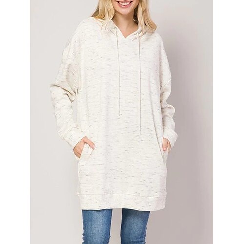 

Pull Maille Femme A côtes Tricoter Poche Couleur unie Capuche mode Décontractées du quotidien Sortie manche longue Eté Automne Noir Blanche S M L