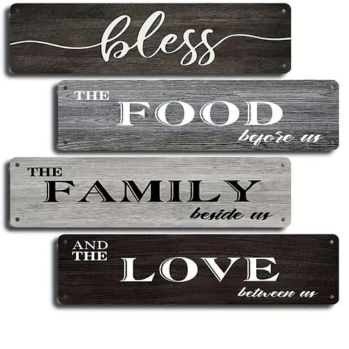 

1 pieza añade un toque de amor a tu cocina bendición/comida/familia/amor placa de decoración de pared con carteles de hoja de hierro