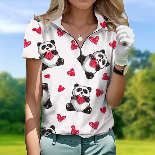 

Women's Polo Shirt Golf Shirt Breathable Quick Dry Moisture Wicking Short Sleeve Golf Apparel Golf Clothes Regular Fit Zipper Stand Collar Animal Summer Tennis Golf Pickleball