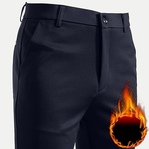 

Hombre Pantalones casuales Pantalones de traje Bolsillo Cálido Estampado Sencillo Color sólido Impermeable Listo para vestir Longitud total Hogar Trabajo Moda Casual Negro Azul Real Elástico