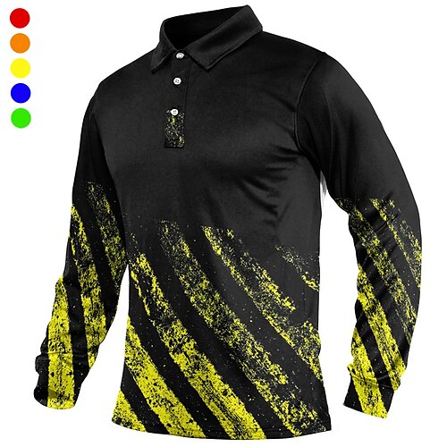 

Homens Camisa polo de caminhada Camisa de golfe Pólo de botões Respirável Secagem Rápida Pavio Humido Manga Longa Vestuário de golfe Roupas de golfe Normal Bloco de cor Geometria Primavera Outono