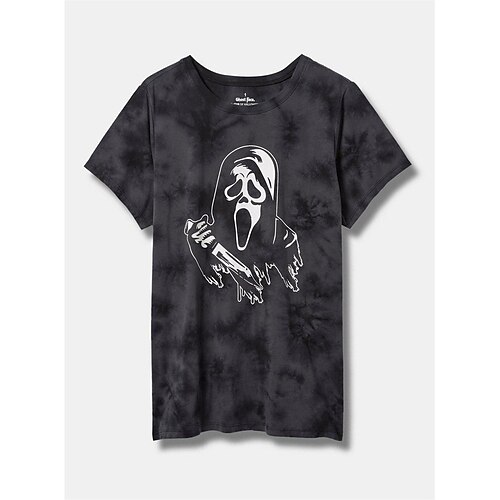 

Mujer Camiseta Negro Fantasma Estampado Manga Corta Víspera de Todos los Santos Fin de semana Básico Escote Redondo Pintura