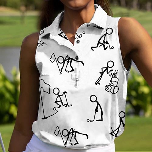 

Mujer Camisas de polo Camiseta de golf Polo con botones Transpirable Secado rápido Dispersor de humedad Sin Mangas Ropa de golf ropa de golf Ajuste regular Impreso Verano Tenis Golf pepinillo