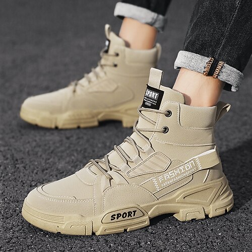 

Herren Stiefel Springerstiefel Vintage Klassisch Brautkleider schlicht Outdoor Täglich PU Körpergröße erhöhen Komfortabel Verschleißfestigkeit Stiefeletten / Stiefeletten Dunkelgrau Schwarz Khaki