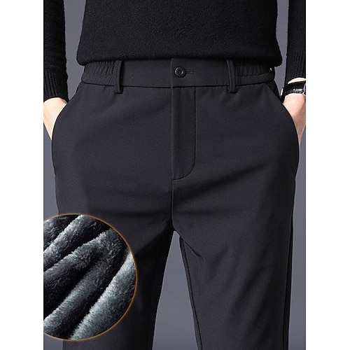 

Herren Anzughosen Fleecehosen Winterhose Hose Hosen Anzughose Tasche Glatt Komfort Atmungsaktiv Outdoor Täglich Ausgehen Modisch Brautkleider schlicht Schwarz Blau