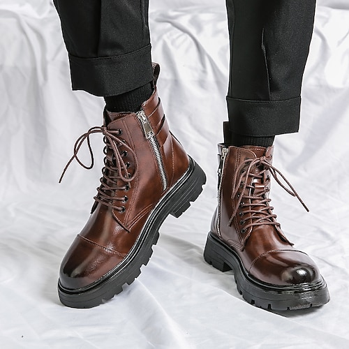 

Homme Bottes Décontractées Britanique du quotidien Bureau et carrière Matière synthétique Augmentation de la hauteur Antidérapantes Bottine / Demi Botte Bande élastique Noir Marron Automne Hiver