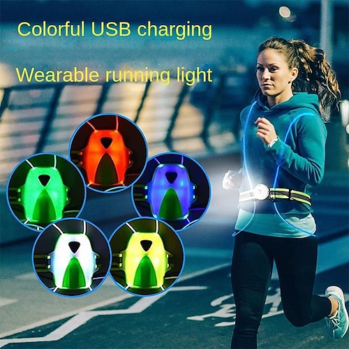 

Chaleco de seguridad para correr con carga USB, resistente al agua, para exteriores, advertencia, chaleco de iluminación para correr de noche, linterna portátil