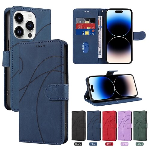 

téléphone Coque Pour Apple iPhone 15 Pro Max Plus 14 13 12 11 X XR XS 8 7 Portefeuille avec dragonne Avec porte-cartes Béquille Formes Géométriques TPU faux cuir