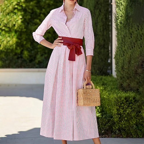 

Robe chemise Robe casual Femme Robe longue maxi Extérieur robe hiver du quotidien Coton Coton et lin Mode Décontractées Col de Chemise Lacet Poche manche longue Eté Printemps Automne 2023 Standard