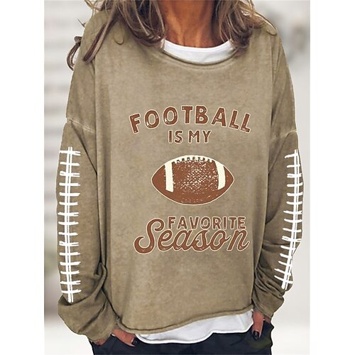 

Femme Sweat shirt Sweat Sportif Décontractées Noir Rose Claire bleu marine Lettre Football Plein Air Col Rond manche longue haut Micro-élastique Automne hiver