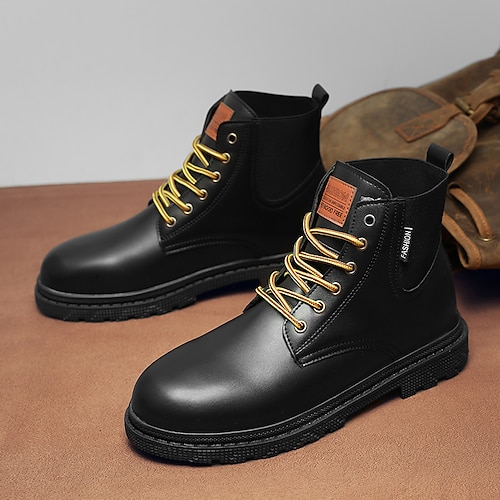 

Homens Botas Botas da Moda Coturnos Tamanhos Grandes Negócio Casual Diário Couro Ecológico Respirável Confortável Botas Cano Médio Preto Amarelo Marron Outono Inverno