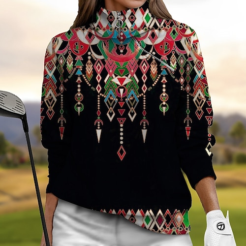 

Mujer Sudadera con capucha de golf Jersey de golf Sudadera Golf Mantiene abrigado Transpirable Dispersor de humedad Manga Larga Ropa de golf Camiseta Ajuste regular Cremallera Bolsillos laterales