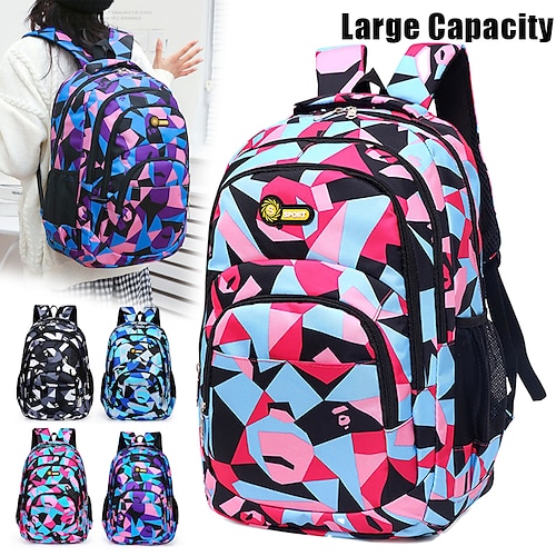 

Homens Mulheres mochila Mochila Escolar mochila Escola Diário Estampa Geométrica Tecido Oxford Grande Capacidade Leve Durável Ziper Preto Vermelho Azul Céu