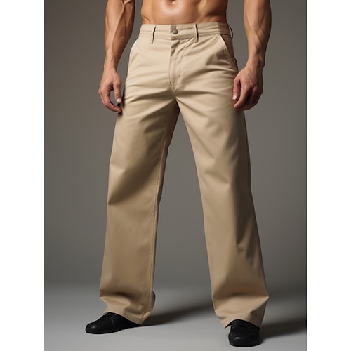 

Herren Hose Hosen Chinesisch Chino Freizeithose Tasche Glatt Komfort Atmungsaktiv Outdoor Täglich Ausgehen Baumwollmischung Modisch Brautkleider schlicht Khaki