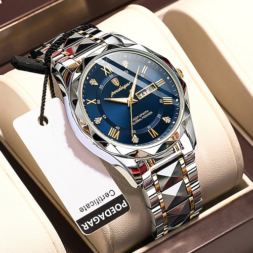 

Роскошные мужские кварцевые часы poedagar, лучшие брендовые мужские наручные часы, водонепроницаемые, светящиеся, с датой, неделей, кварцевые мужские часы