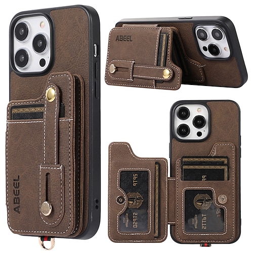 

telefone Capinha Para Apple iPhone 15 Pro Max Plus iPhone 15 Pro Max Plus 14 13 12 11 X XR XS 8 7 Capa traseira Anti-Roubo com pulseira Slots de suporte de cartão Retro TPU Couro PU