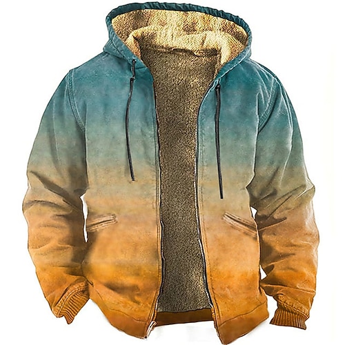 

Bloco de cor Estampas Abstratas Diário Clássico Casual Homens Impressão 3D Casaco com capuz Casaco de lã Casacos Feriado Férias Para Noite Moletons Azul Laranja Verde Manga Longa Com Capuz Tosão