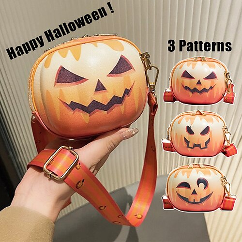 

Mulheres Crianças Bolsa crossbody Bolsa de ombro Dome Bag Couro PU Festa dia das Bruxas Ziper Prova-de-Água Leve Durável Personagem Laranja