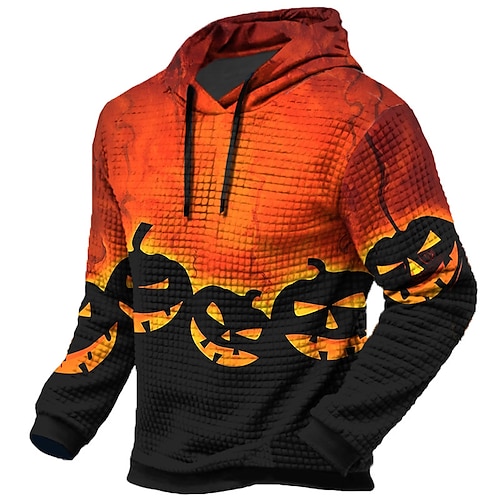 

Calabaza Estampados Diario Clásico Casual Hombre Impresión 3D Pull-over Víspera de Todos los Santos Festivos Noche Sudaderas Sudadera con capucha de gofres Amarillo Azul Piscina Morado Manga Larga