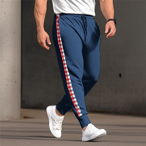 

Hombre Pantalones de Deporte Persona que practica jogging Pantalones Correa Cintura elástica Puño elástico Cuadros A Cuadros Retazos Comodidad Transpirable Casual Diario Festivos Deportes Moda Negro