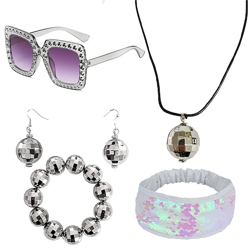 

Retro Vintage Anos 70 Discoteca Anos 80 Colar Decoração de Cabelo Conjunto de acessórios Brincos Óculos de Sol Colar / Brincos Hippie Discoteca Mulheres Para Meninas Cosplay Ocasiões Especiais