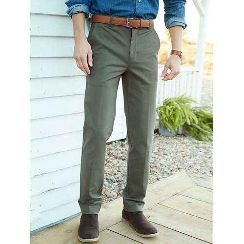 

Men's Trousers Chinos Casual Pants Pocket Plain Comfort Breathable Outdoor Daily Going out Cotton Blend Fashion Casual Army Green Blue