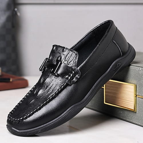 

Homens Mocassins e Slip-Ons Sapatos Confortáveis Mocassim Casual Ao ar livre Diário Couro Sintético Respirável Confortável Antiderrapante Preto Outono