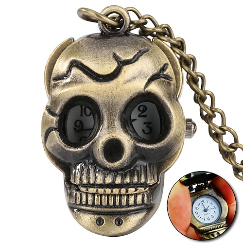 

relógio de bolso halloween moda retrô cabeças de quartzo relógio de bolso crânio bonito colar corrente pingente vintage joias