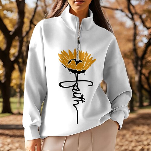 

Damen Golf-Hoodie Golfpullover Golf-Sweatshirt warm Atmungsaktiv Feuchtigkeitsableitung Langarm Golf-Oberbekleidung Shirt Regular Fit Seitentaschen 1/4 Reißverschluss Blumen Frühling Herbst Tennis