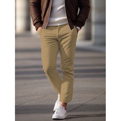 

Herren Hose Hosen Chinesisch Chino Sommerhosen Freizeithose Tasche Glatt Komfort Atmungsaktiv Outdoor Täglich Ausgehen 100% Baumwolle Modisch Brautkleider schlicht Khaki Beige